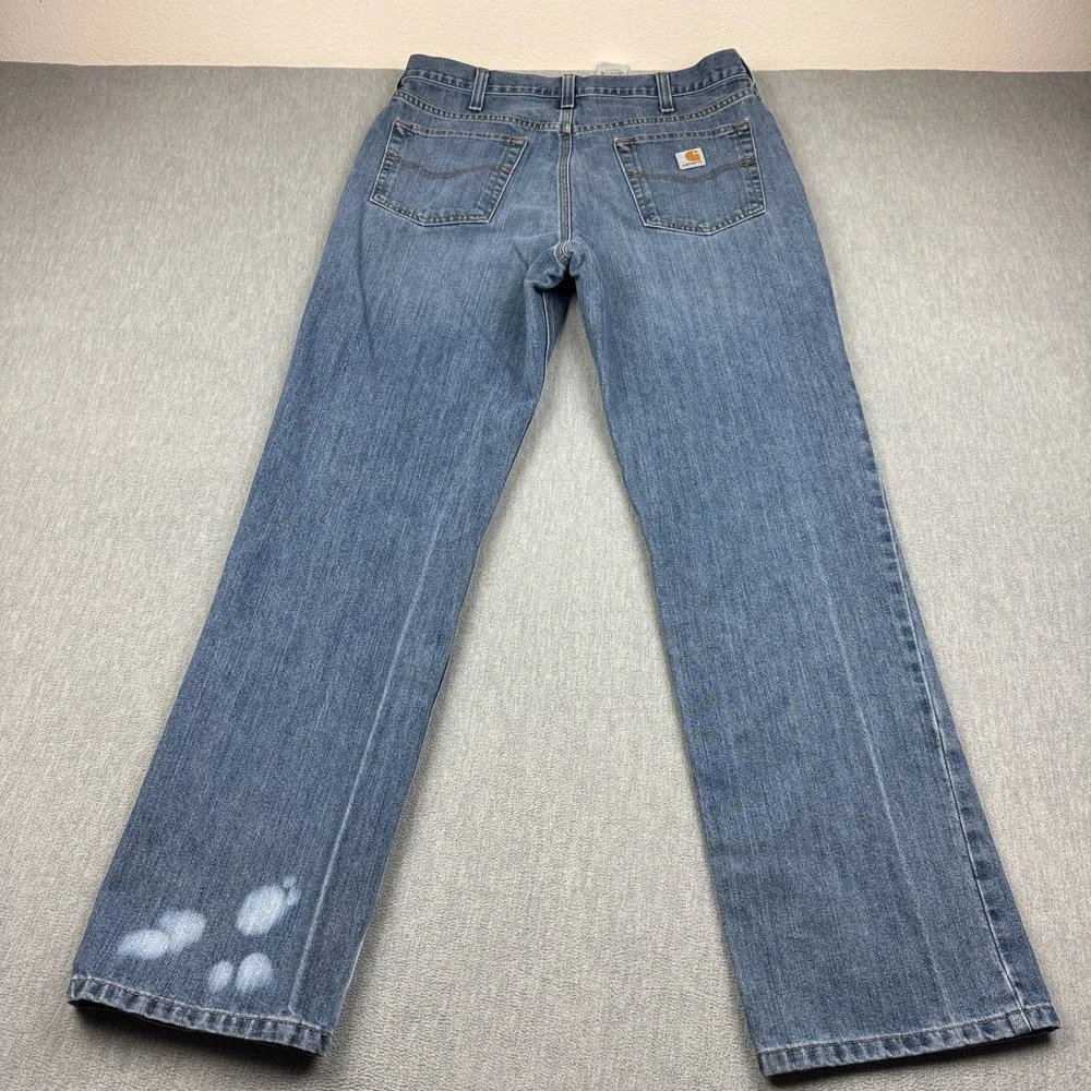 Carhartt Jeans Mens 36x34 Blue Denim Relaxed Fit Straight Holter Workwear 101483